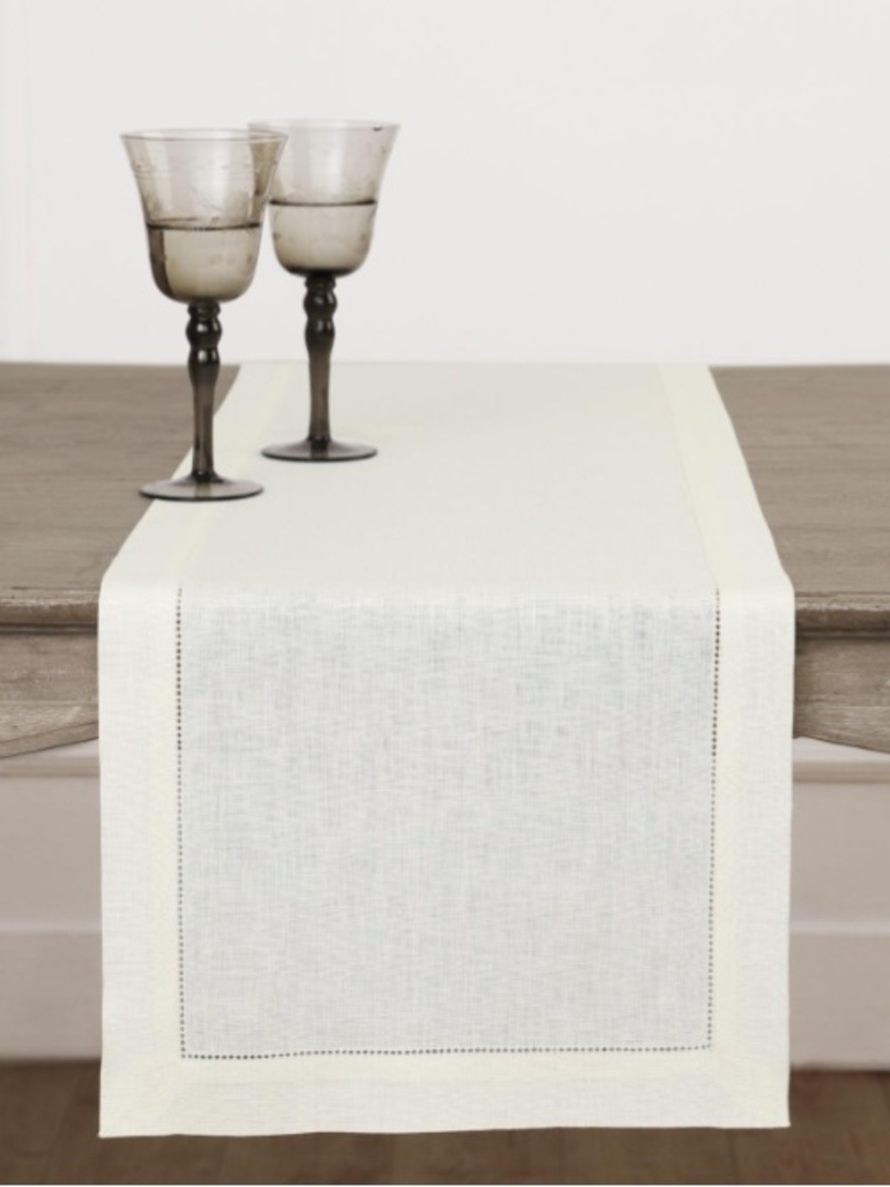 Classic Tablerunner 100% Pure European Flax Linen Handcrafted 108x14” - IVORY